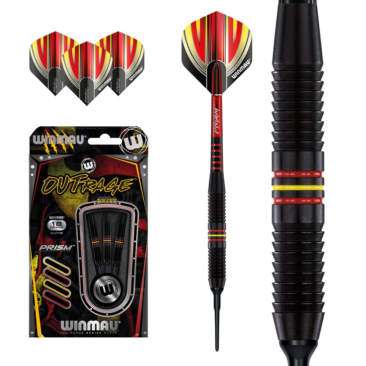 Outrage 2235 Black Brass Soft Tip Darts by Winmau