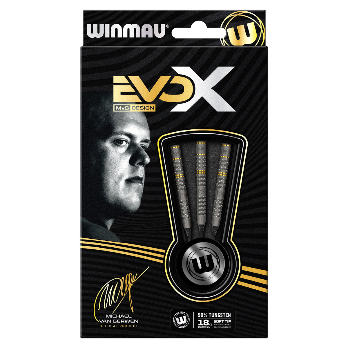 Michael van Gerwen MvG Evo X 90% Tungsten Soft Tip Darts by Winmau - view 3