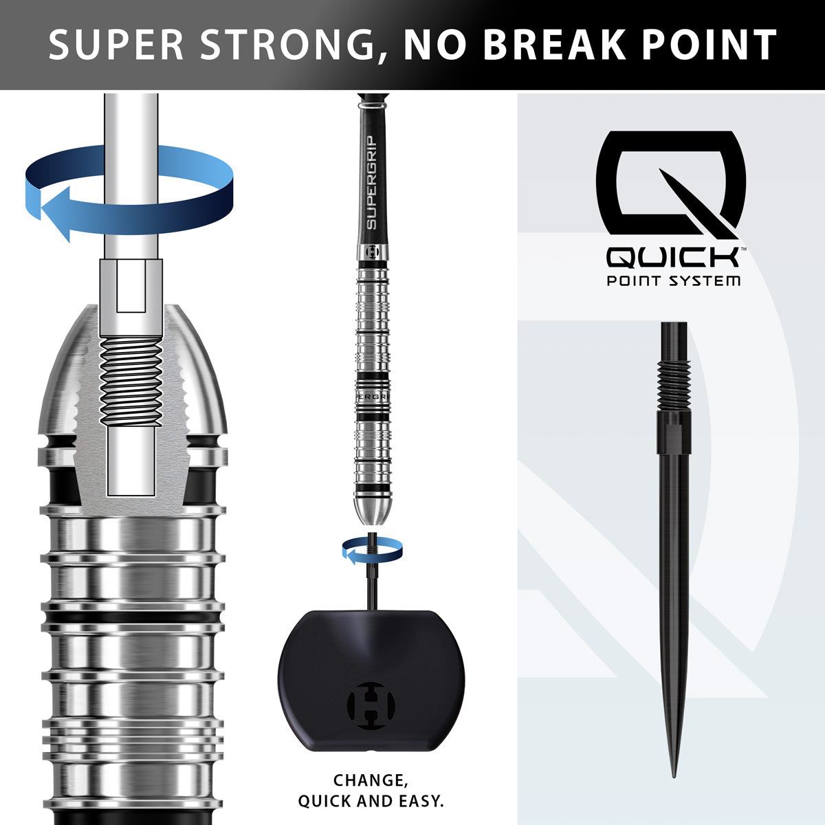 Harrows Supergrip Tapered 90% Tungsten QP Steel Tip Darts - view 2
