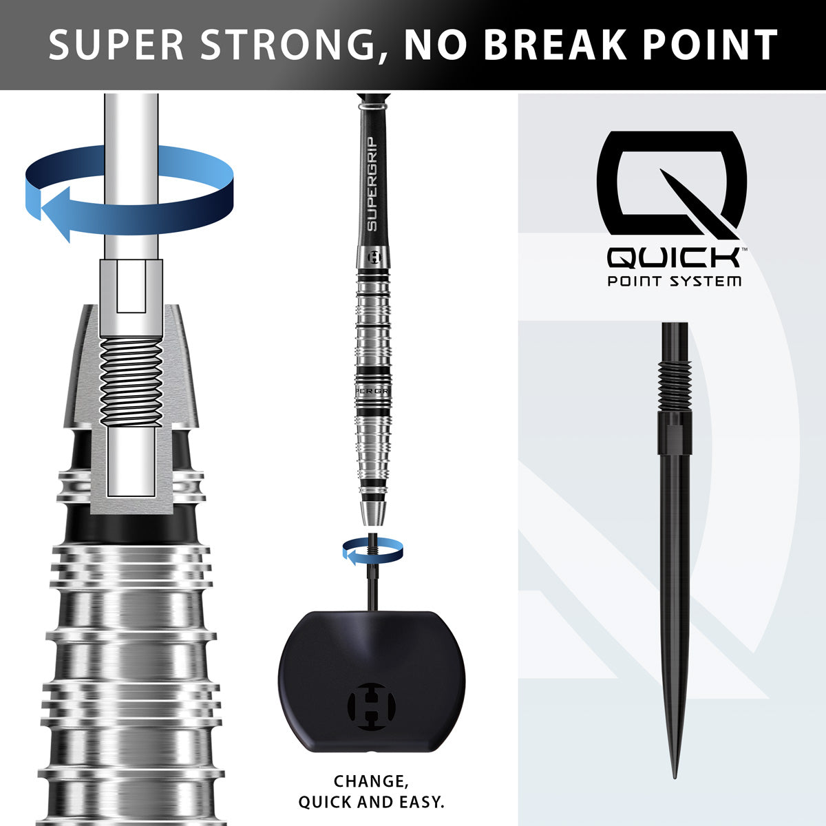 Harrows Supergrip Torpedo 90% Tungsten QP Steel Tip Darts - view 2