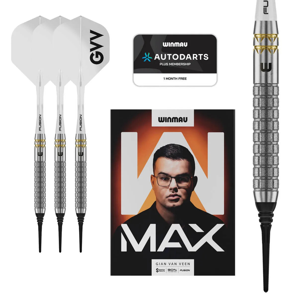 Winmau Gian van Veen W-Max 90% Tungsten Soft Tip Darts