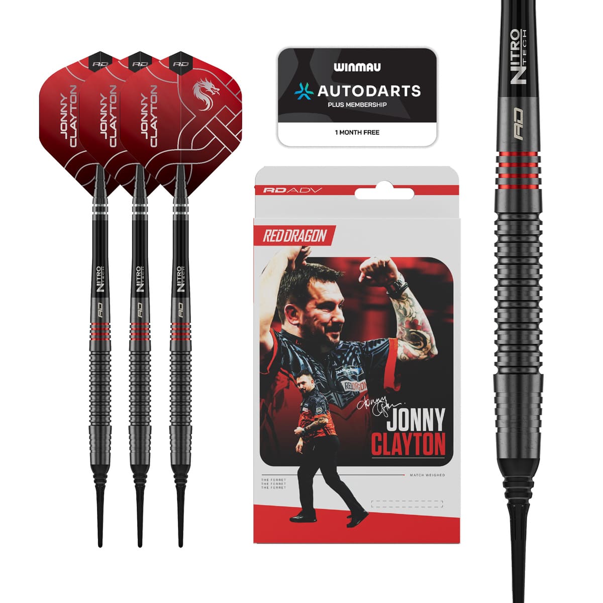 Red Dragon Jonny Clayton RD-ADV 90% Tungsten Soft Tip Darts