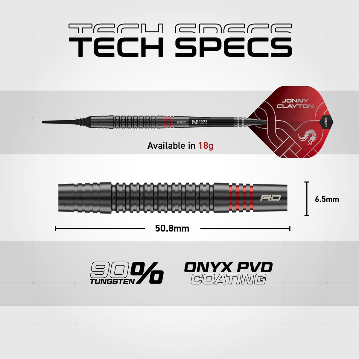 Red Dragon Jonny Clayton RD-ADV 90% Tungsten Soft Tip Darts