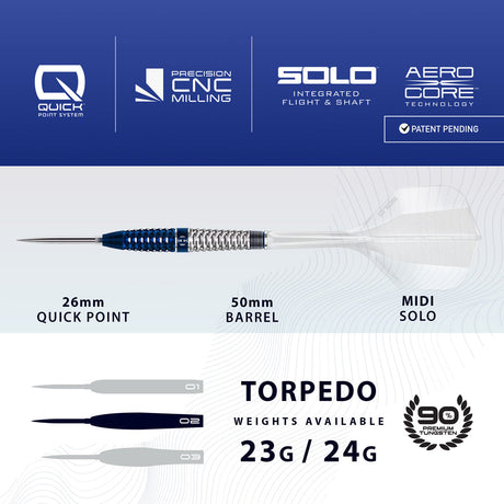 Harrows Geo Torpedo 90% Tungsten QP Steel Tip Darts - view 3