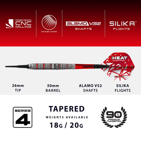 Harrows Damon Heta Series 4 90% Tungsten Soft Tip Darts - view 3