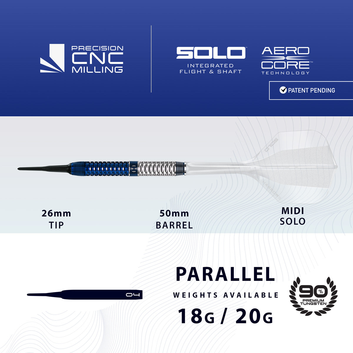 Harrows Geo Parallel 90% Tungsten Soft Tip Darts - view 3