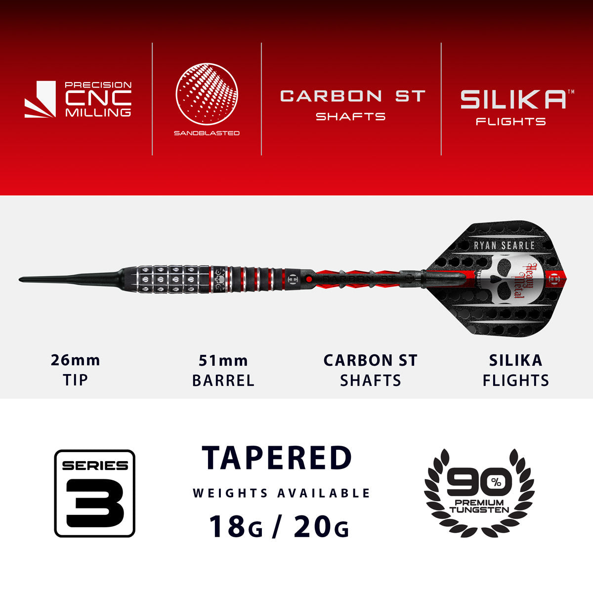 Harrows Ryan Searle Series 3 90% Tungsten Soft Tip Darts - view 3