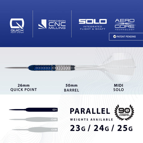 Harrows Geo Parallel 90% Tungsten QP Steel Tip Darts - view 3