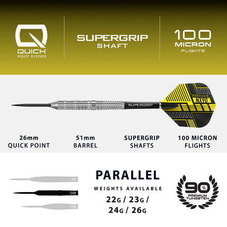Harrows NX90 Parallel 90% Tungsten QP Steel Tip Darts - view 4