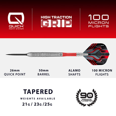 Harrows Damon Heta Series 1 Natural 90% Tungsten QP Steel Tip Darts - view 4