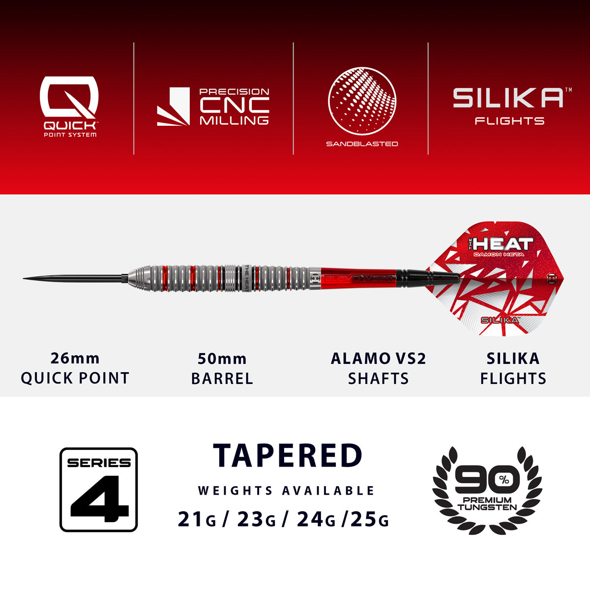 Harrows Damon Heta Series 4 90% Tungsten QP Steel Tip Darts - view 4