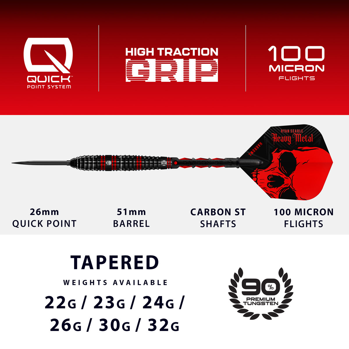 Harrows Ryan Searle Series 1 90% Tungsten QP Steel Tip Darts - view 4