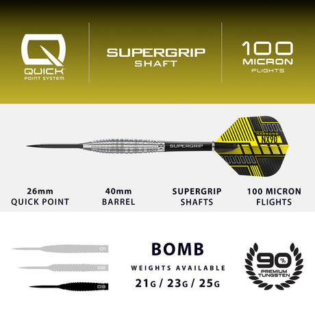 Harrows NX90 Bomb 90% Tungsten QP Steel Tip Darts - view 4