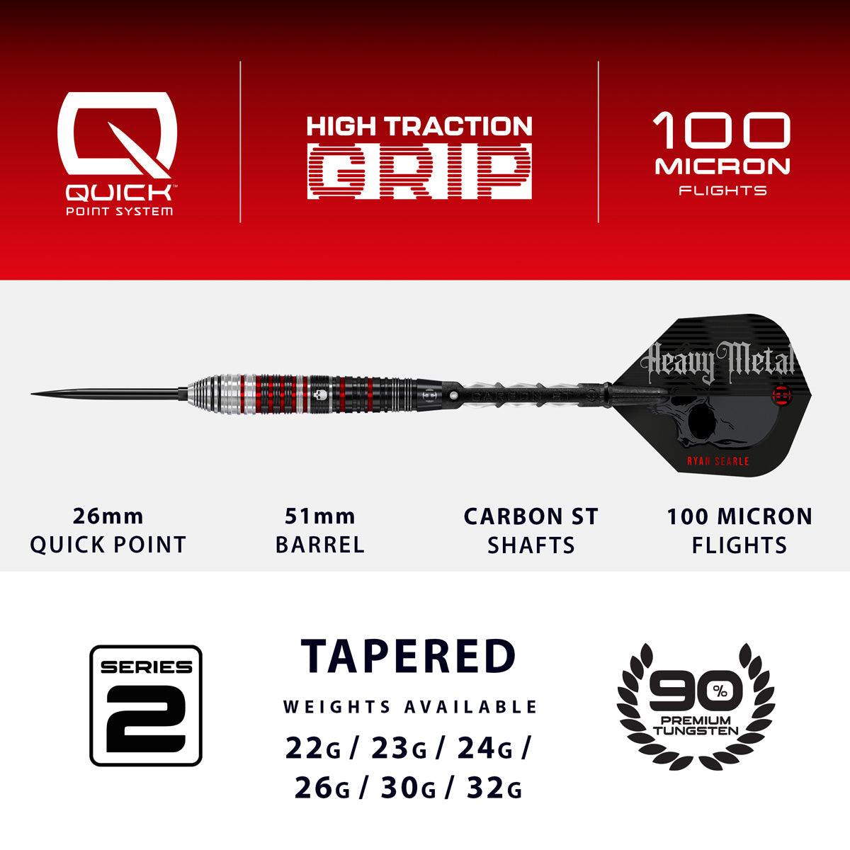 Harrows Ryan Searle Series 2 90% Tungsten QP Steel Tip Darts - view 4
