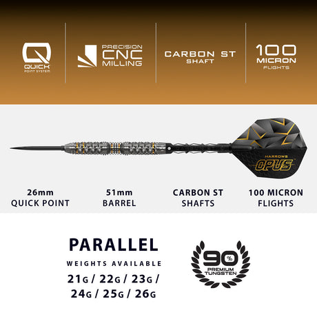 Harrows Opus 90% Tungsten QP Steel Tip Darts - view 4