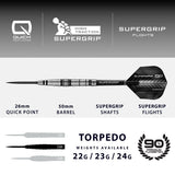 Harrows Supergrip Torpedo 90% Tungsten QP Steel Tip Darts - view 4