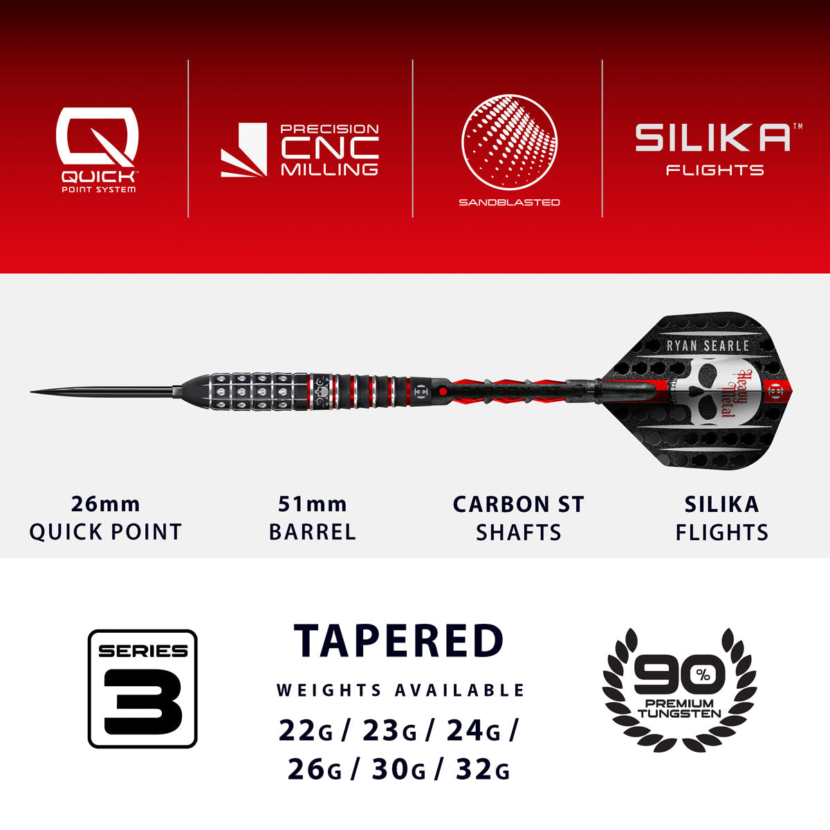 Harrows Ryan Searle Series 3 90% Tungsten QP Steel Tip Darts - view 4