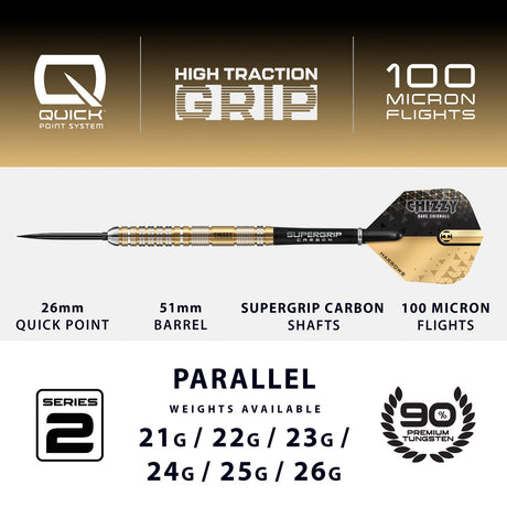 Harrows Dave Chisnall Chizzy Series 2 90% Tungsten QP Steel Tip Darts - view 4