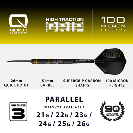 Harrows Dave Chisnall Chizzy Series 3 90% Tungsten QP Steel Tip Darts - view 4