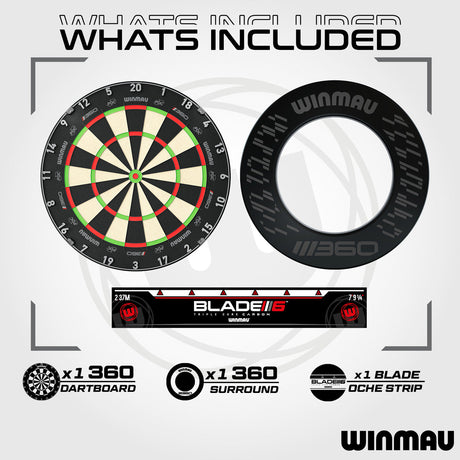 Winmau Blade 360 Triple Core Dartboard & Surround Bundle - view 4