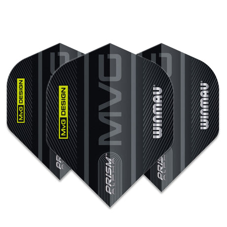 Prism Alpha MVG Logo Black and Grey Standard Dart Flights by Winmau - view 2