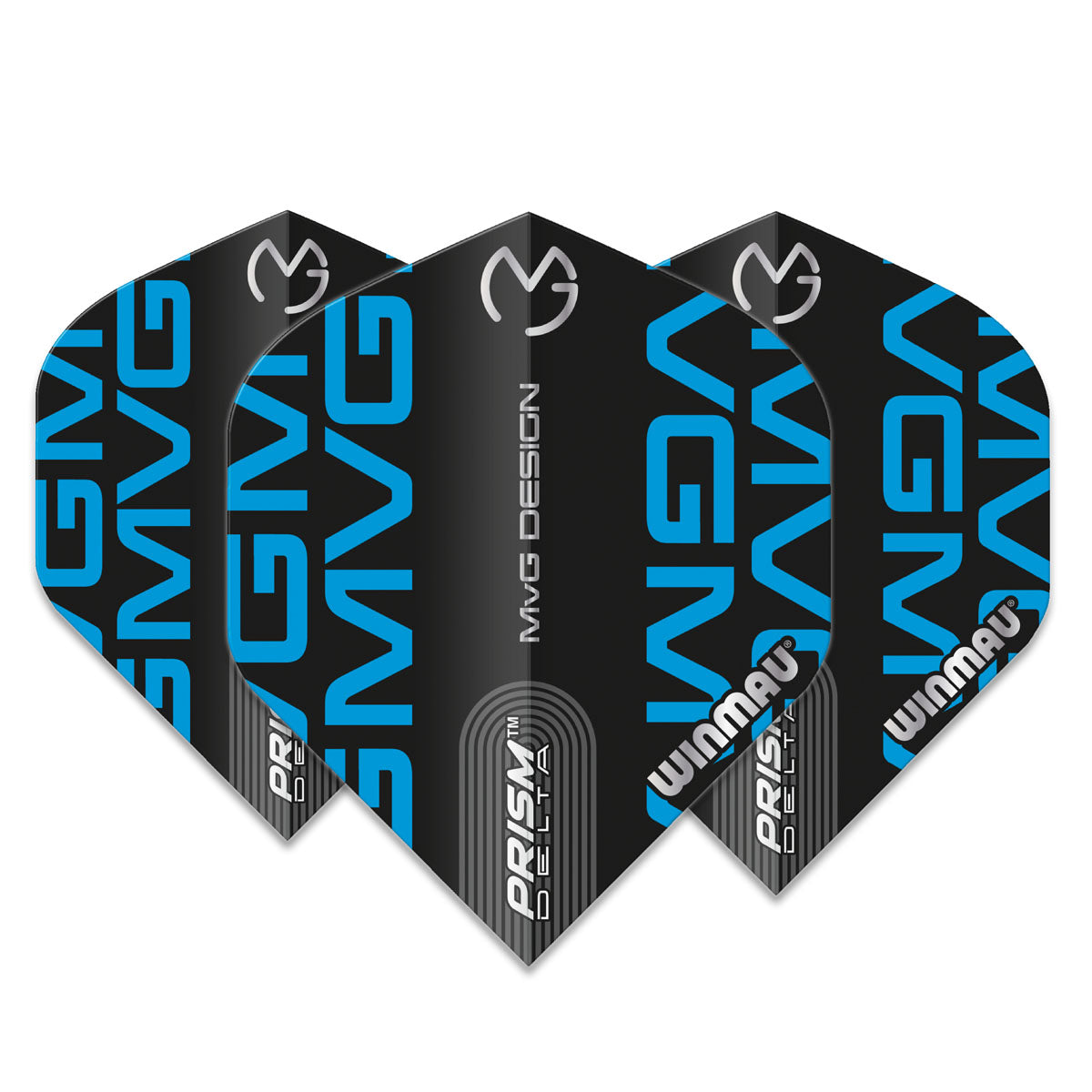Prism Delta MVG Black and Blue Logo Standard Dart Flights by Winmau - view 2