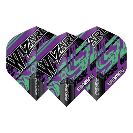 Prism Delta Wizard Purple and Green Standard Dart Flights by Winmau - view 2