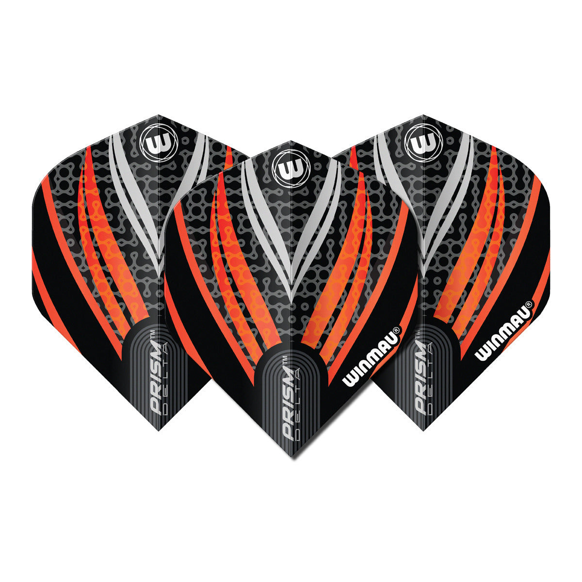Prism Delta Black, White & Orange No2 Dart Flights by Winmau - view 2