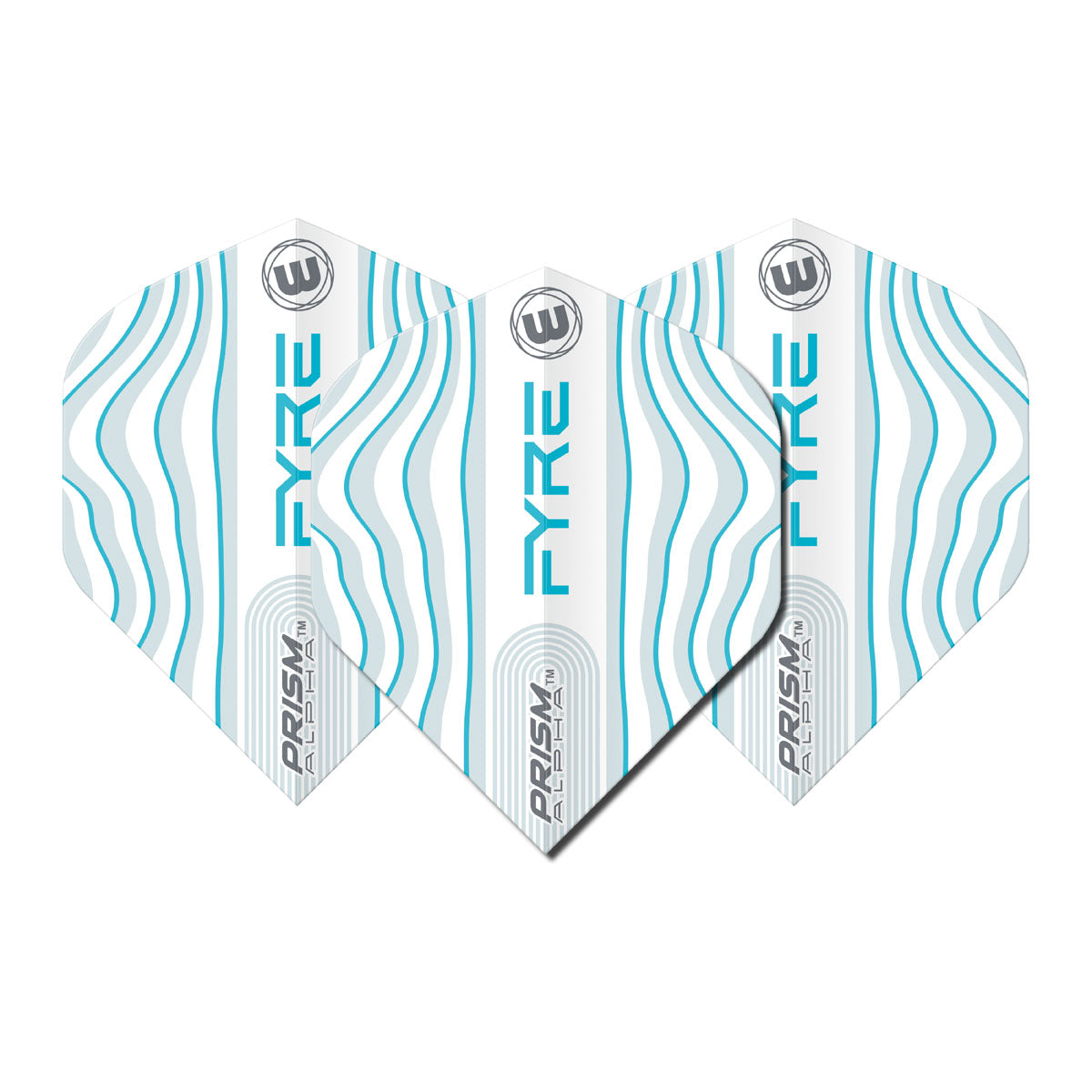 Prism Alpha Fyre White, Aqua and Blue Standard Dart Flights by Winmau - view 2