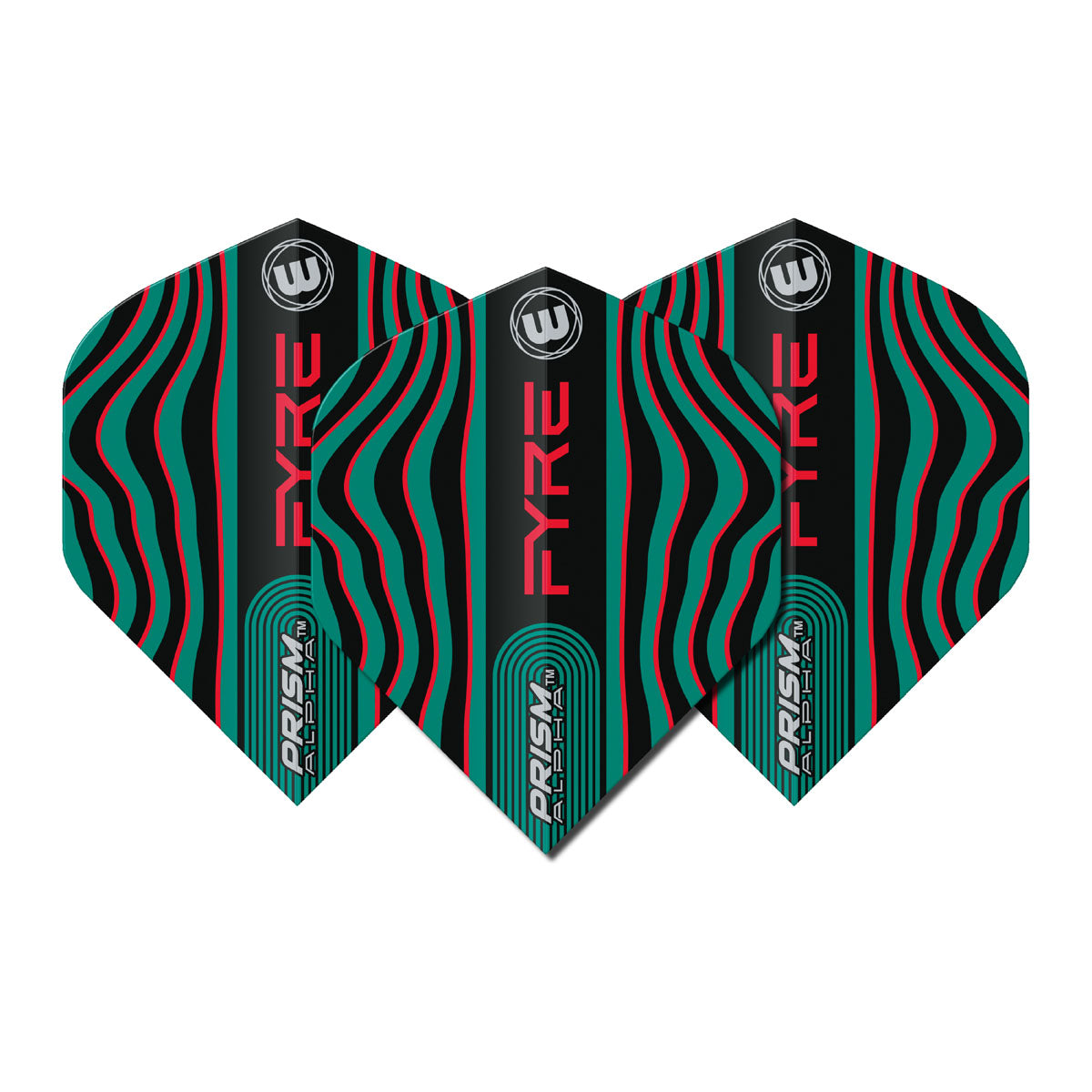 Prism Alpha Fyre Black, Turquoise and Red Standard Dart Flights by Winmau - view 2