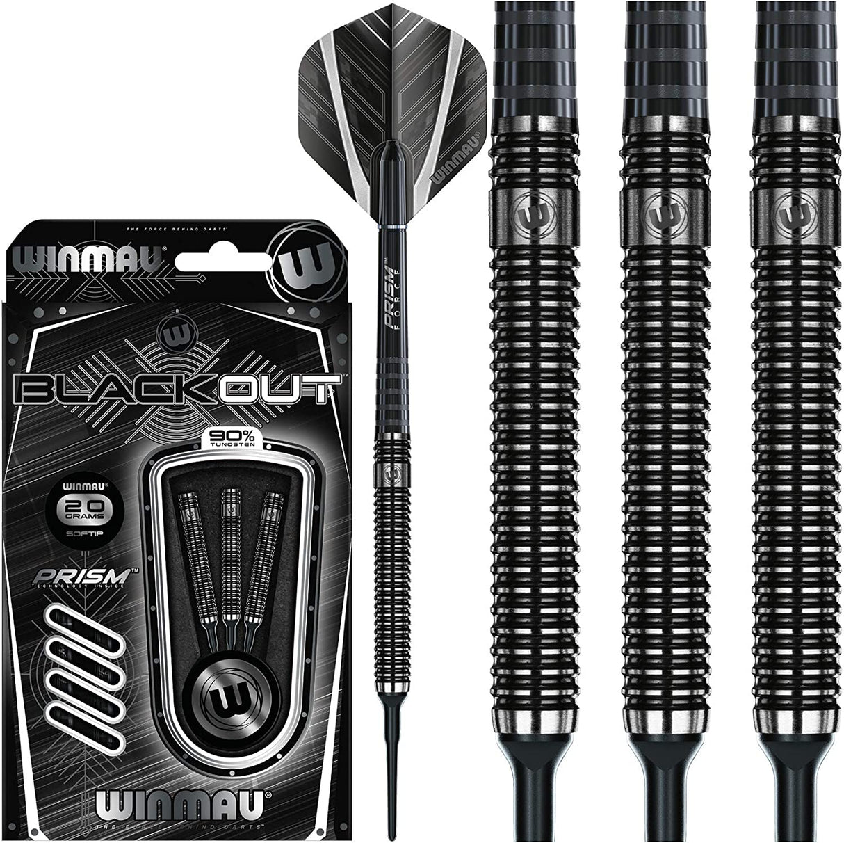 Winmau Blackout 90% Tungsten Soft Tip Darts - Straight Barrel - view 2
