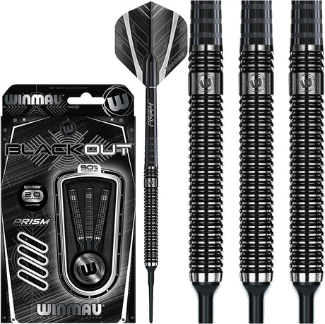 Winmau Blackout 90% Tungsten Soft Tip Darts - Straight Barrel - view 2