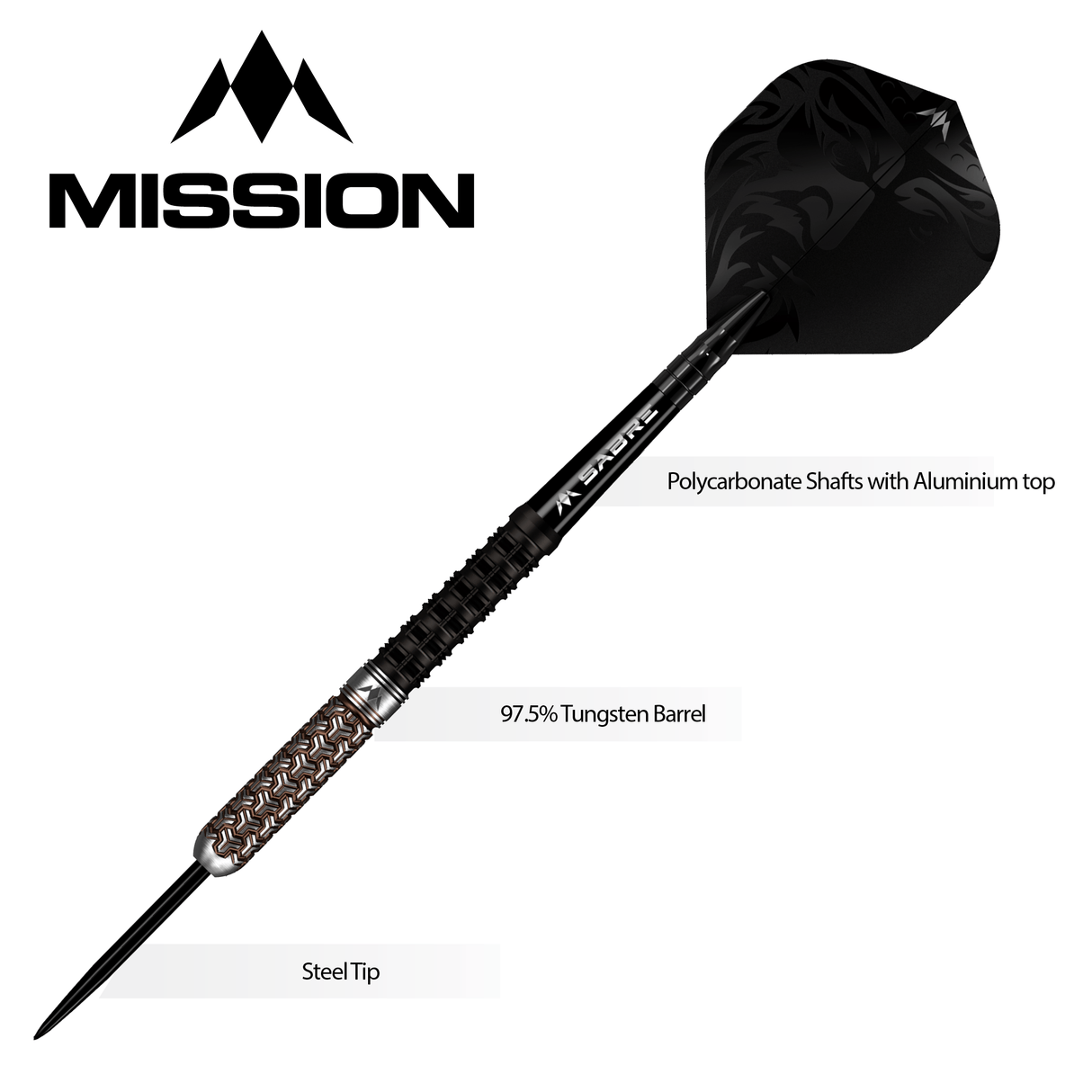 Mission Archon Darts - Steel Tip - 97.5% - Black & Bronze PVD - view 8
