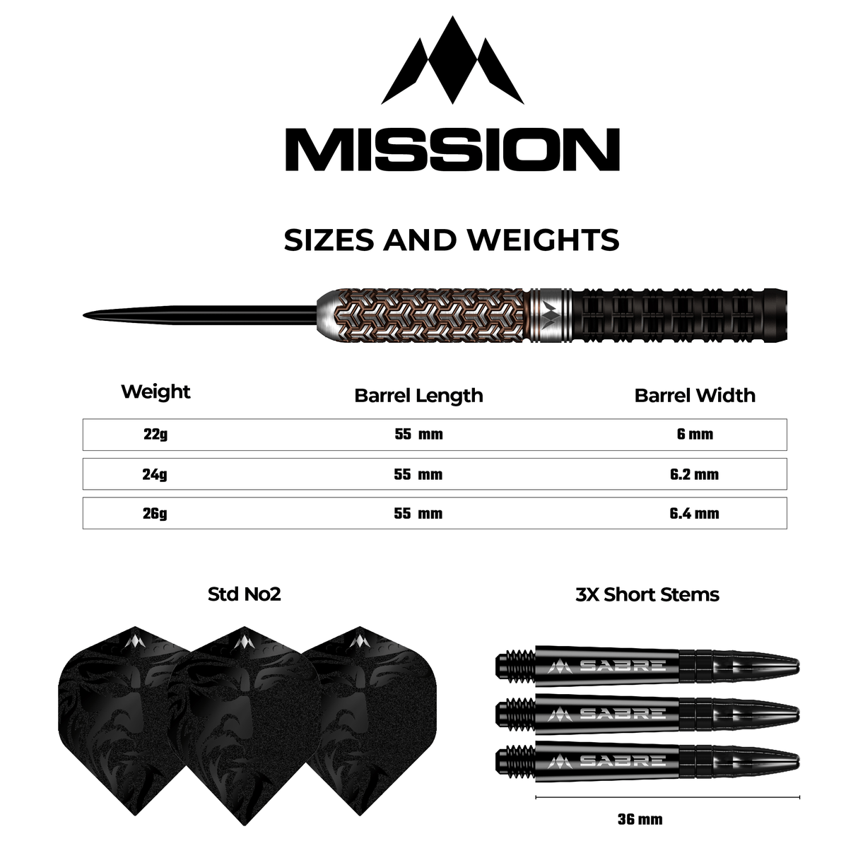 Mission Archon Darts - Steel Tip - 97.5% - Black & Bronze PVD - view 9