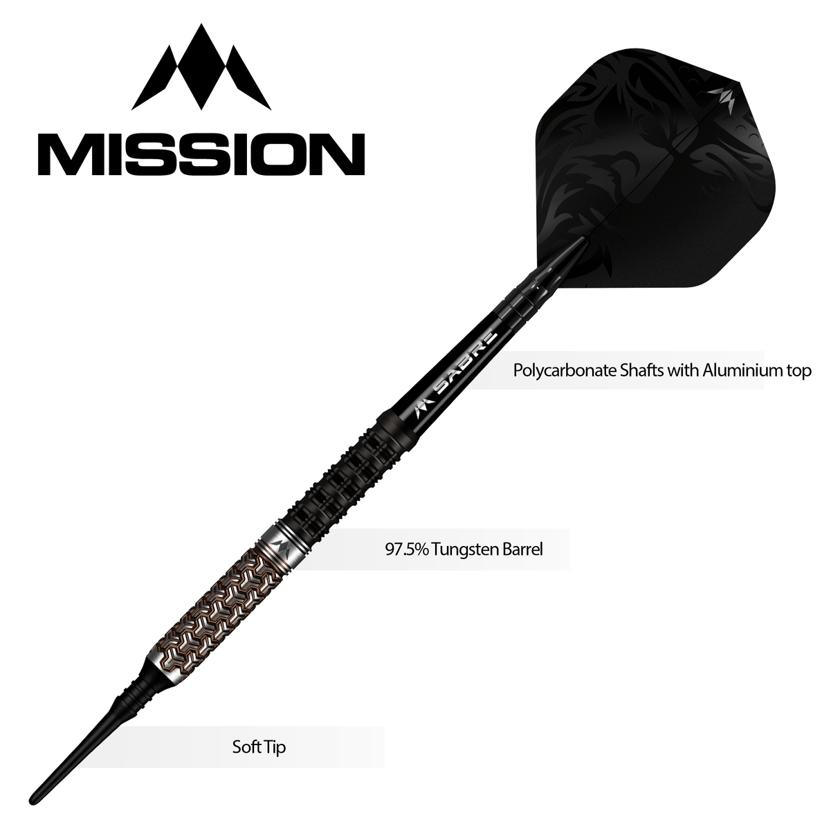 Mission Archon Darts - Soft Tip - 97.5% - Black & Bronze PVD - view 8