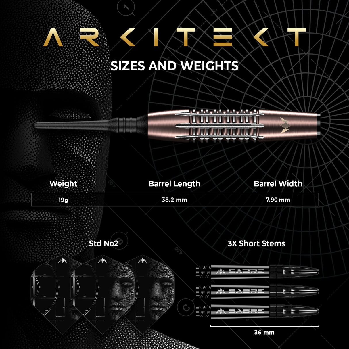 Mission Arkitekt Darts - Soft Tip - 90% Tungsten - Bronze Silica PVD - 19g - view 5