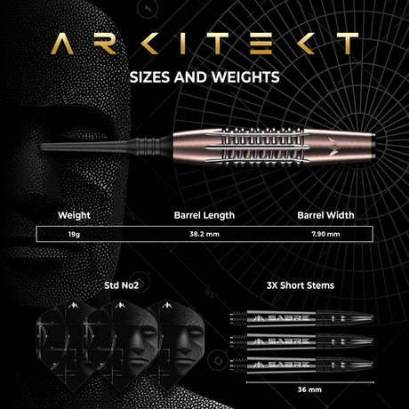 Mission Arkitekt Darts - Soft Tip - 90% Tungsten - Bronze Silica PVD - 19g - view 5