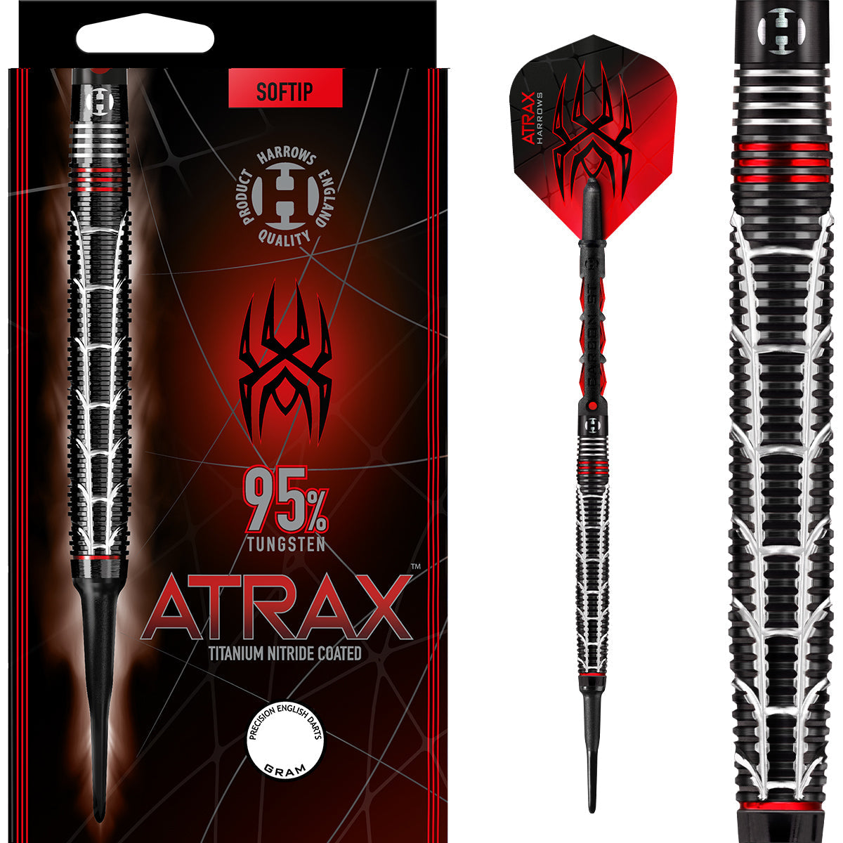 Atrax 95% Tungsten Soft Tip Darts by Harrows