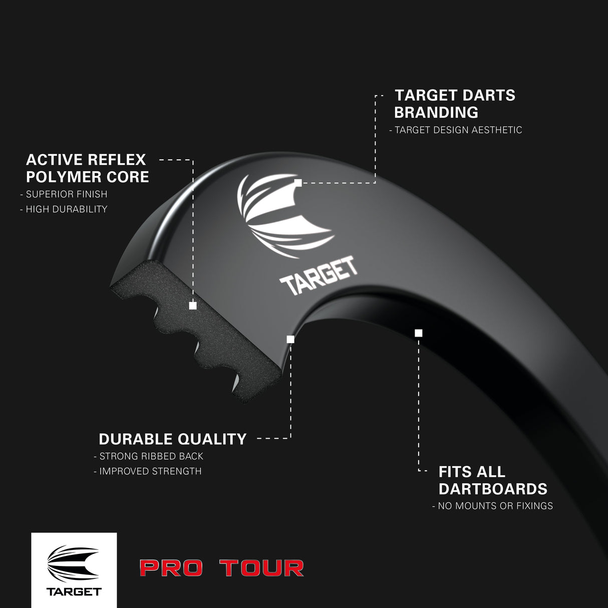 Target Professional Pro Tour Black Dartboard Surround - view 2