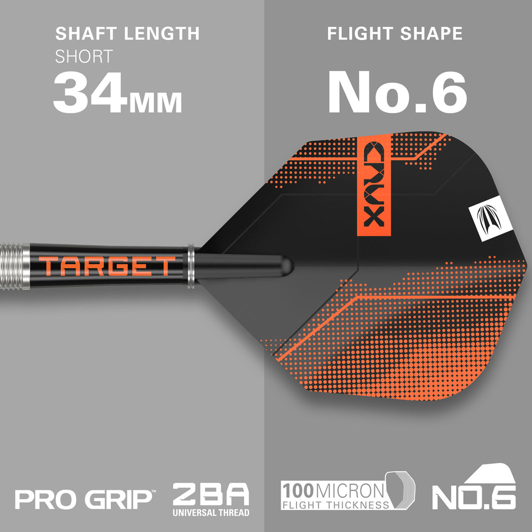 Crux 03 90% Tungsten Swiss Point Steel Tip Darts by Target - The Darts Shop