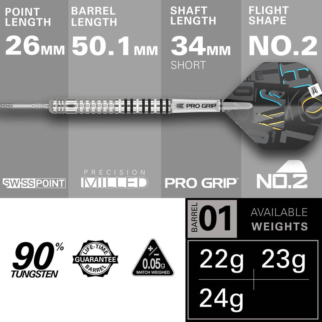 Chris Dobey G1 90% Tungsten Steel Tip Darts by Target - The Darts Shop