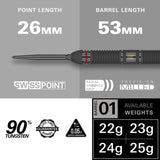 Scope 01 90% Tungsten SP Steel Tip Darts by Target - The Darts Shop