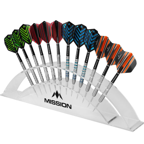 Mission Station 12 - holds 12 darts - Acrylic Darts Display Arc Colours
