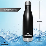 Mission Water Bottle - Stainless Steel - 500ml - Black - view 2