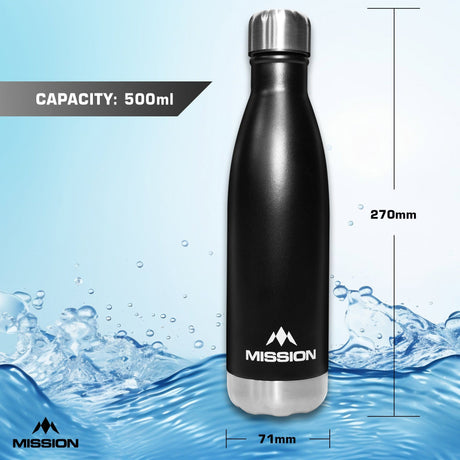 Mission Water Bottle - Stainless Steel - 500ml - Black - view 2