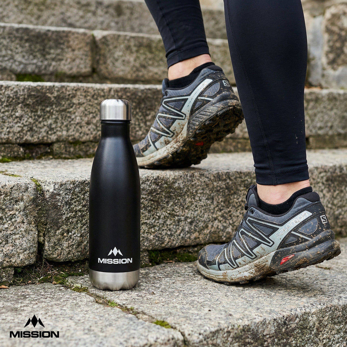 Mission Water Bottle - Stainless Steel - 500ml - Black - view 6