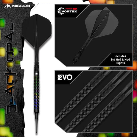 Mission Black Opal Darts - Soft Tip - 95% Tungsten - Black & Coral PVD - view 7