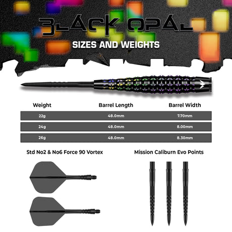 Mission Black Opal Darts - Steel Tip - 95% Tungsten - Black & Coral PVD - view 4