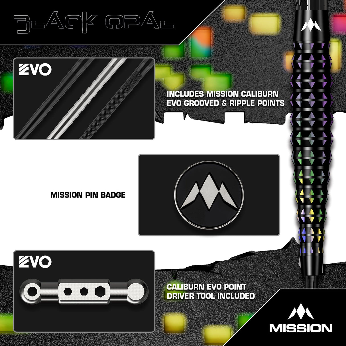 Mission Black Opal Darts - Steel Tip - 95% Tungsten - Black & Coral PVD - view 5