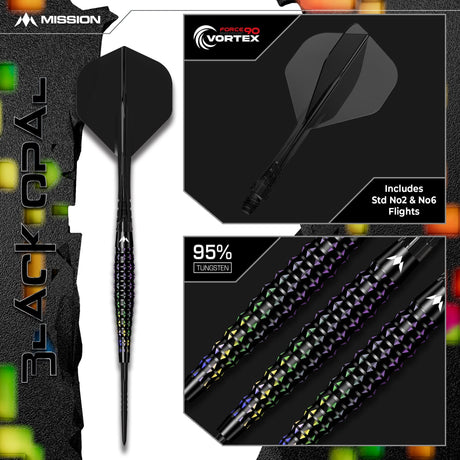 Mission Black Opal Darts - Steel Tip - 95% Tungsten - Black & Coral PVD - view 7